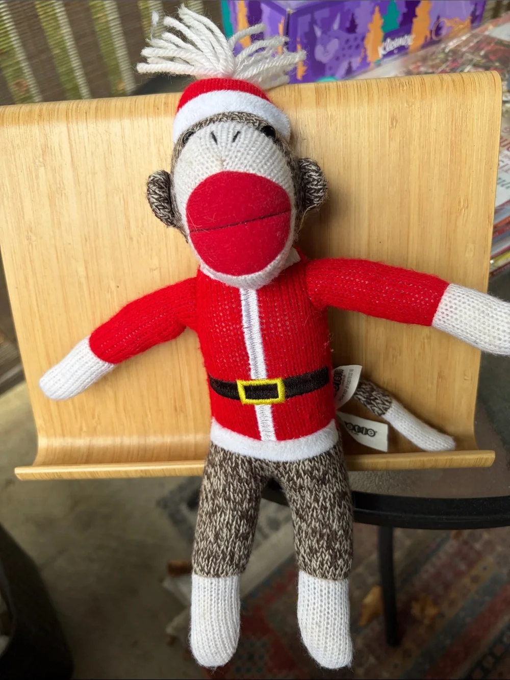Holiday Sock Monkey Plush Toy - Red & White